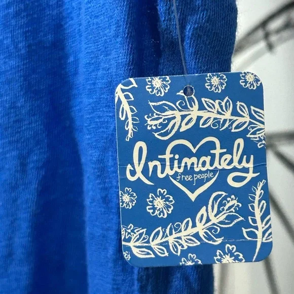 Free People Cotton-Linen Blend Bodysuit, Royal Blue Women’s Size Small, NWT - Picture 3 of 7